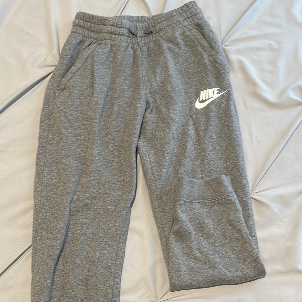 Nike Heather Gray Sweatpants with Elastic Waistband and Cuffs